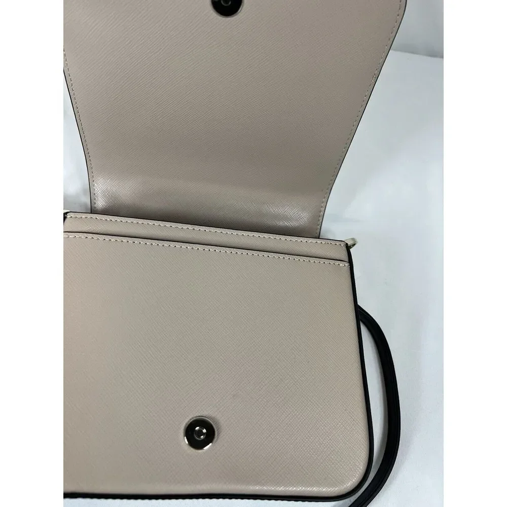 Kate Spade New York STACI SQUARE CROSSBODY EUC Warm‎ Beige Black Ivory